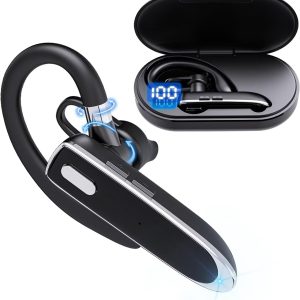 EUQQ Bluetooth Headset V5.2, Wireless Headset with Mic, Driving Headset with 500mAh Charging Box