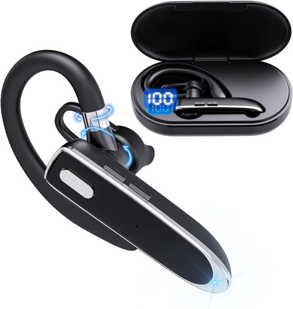 EUQQ Bluetooth Headset V5.2, Wireless Headset with Mic, Driving Headset with 500mAh Charging Box