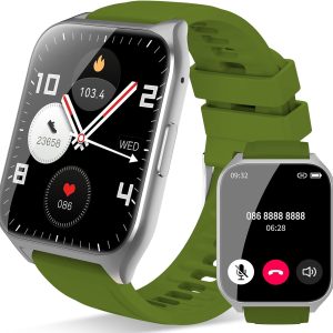 Smart Watch (Answer/Make Calls), Smart Watches for Men Women with 1.85 Touch Screen, Step Counter, IP68 Waterproof, 112 Sport Modes, Heart Rate/Sleep Monitor Fitness Watch for iOS Android, Green