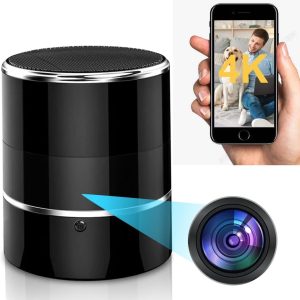 Spy Camera Hidden Camera Bluetooth Speaker with Video,4K WiFi Spy Nanny Cam Motion Activated 240° Viewing Angle