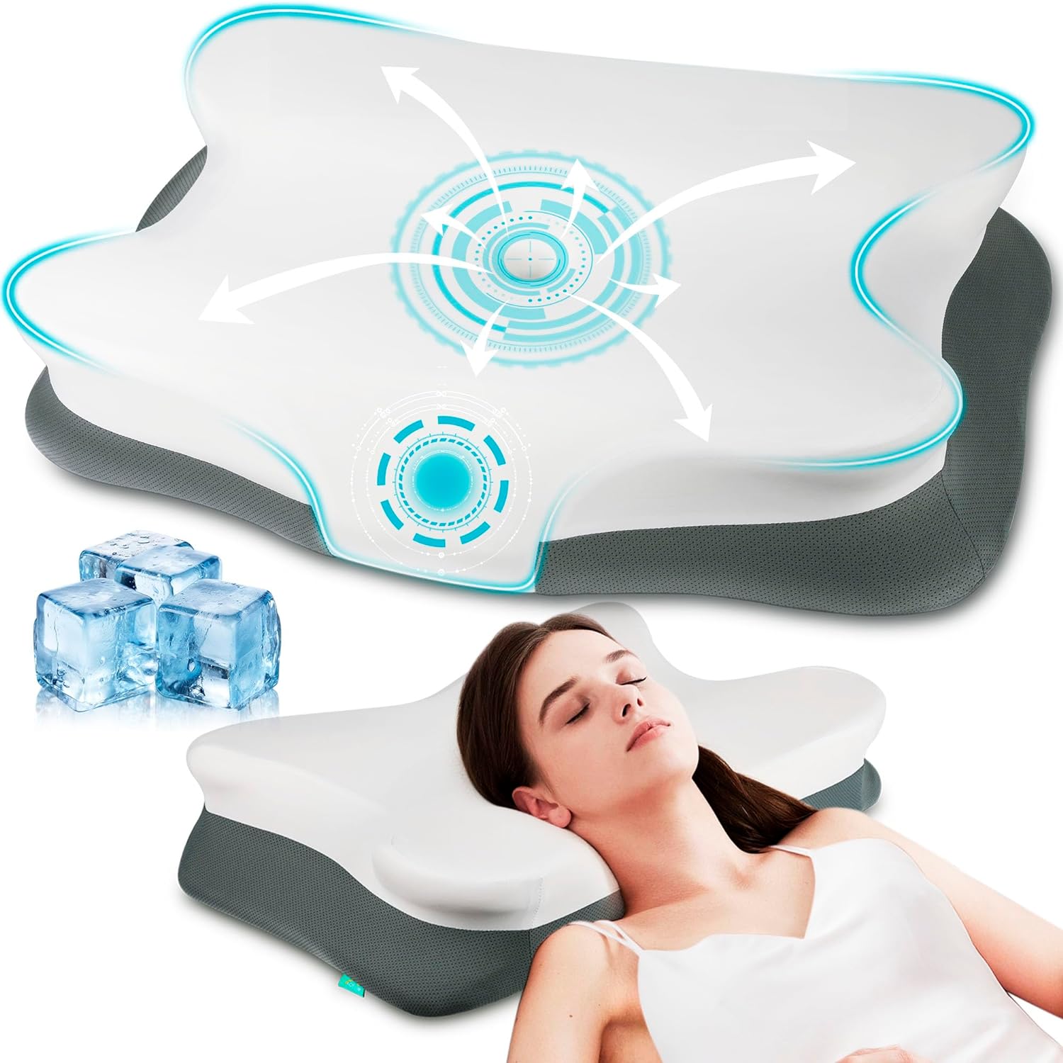 ALLJOY Cervical Neck Pillow for Sleeping, Contour Memory Foam Pillow ...